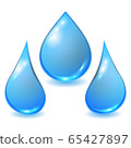 Set vector blue extended water drops isolated on 65427897