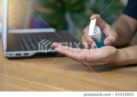 People are using hand gel to washing hands for clean from dirt such as covid-19 or corona viruses People are using hand gel to washing hands for clean from dirt such as covid-19 or corona viruses 65429893