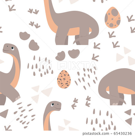 Adorable seamless pattern with funny dinosaurs... - Stock Illustration  [65430236] - PIXTA