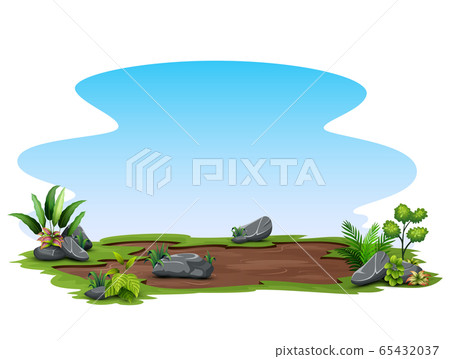 Background of plants and blue sky on white... - Stock Illustration ...