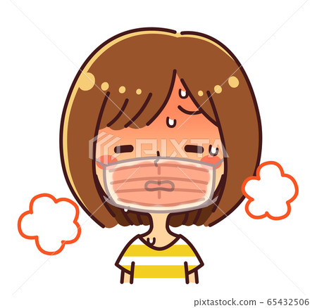 A woman with mask heat stroke 65432506