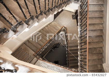 Triangle shaped flights of stairs, looking down Triangle shaped flights of stairs, looking down 65432827