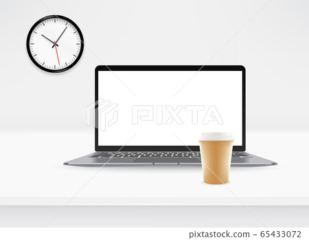 Vector mockup with modern laptop and clock Vector mockup with modern laptop and clock 65433072