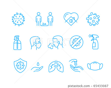 Coronavirus protection campaign icons set isolated Coronavirus protection campaign icons set isolated 65433087