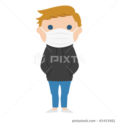 Illustration of a young blond man with a mask. Illustration of a young blond man with a mask. 65433982