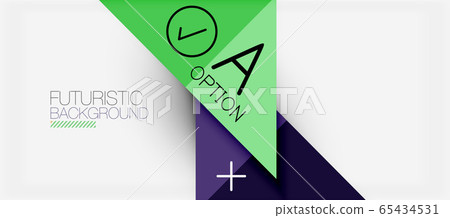 Abstract background, geometric business multicolored paper infographic - triangle frames for text, icons or graphics on light background with copyspace. Vector Illustration For Wallpaper, Banner 65434531