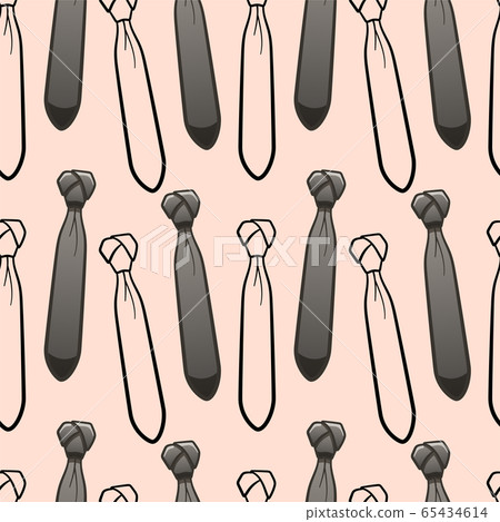 Gray and black outline style neckties seamless pattern 65434614