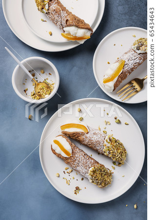 Traditional italian dessert cannoli siciliani 65434643