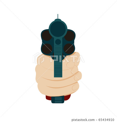 Hand holding gun in front view, vector Hand holding gun in front view, vector 65434910