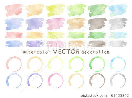 Pale watercolor stroke decoration set 65435842