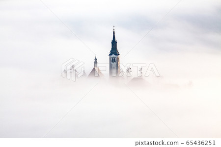 amazing panorama of Lake Bled Blejsko Jezero on a 65436251