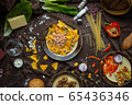 Mexican food mix colorful background Mexico 65436346