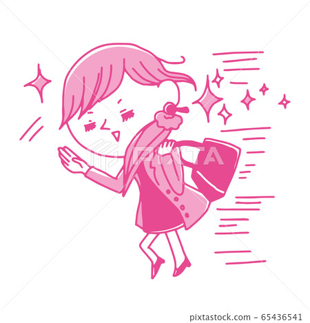 準時離開辦公室的女僱員的插圖 65436541