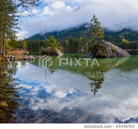 Mountain alpine autumn lake Hintersee, Mountain alpine autumn lake Hintersee, 65436763