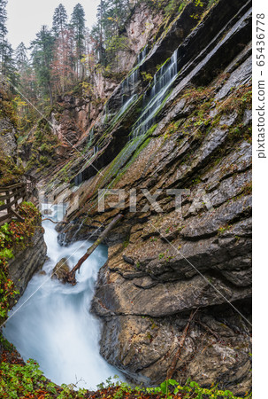 Mountain alpine autumn Wimbachklamm gorge and 65436778