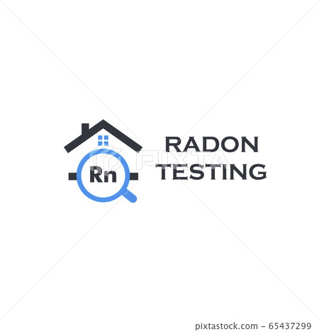 Home radon testing service logo. Rn pollution first alert kit, remediation logotype. Dangerous poisonous chemical element detection company vector illustration. 65437299