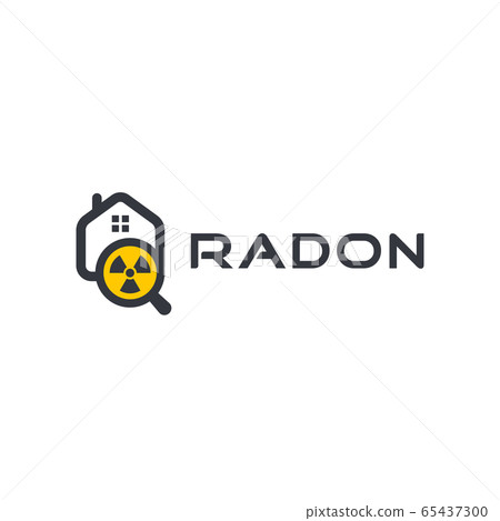 Radon first alert kit logo. Poisonous gas home detection logotype. Rn remediation, house safety icon. Dangerous chemical element testing. Radon first alert kit logo. Poisonous gas home detection logotype. Rn remediation, house safety icon. Dangerous chemical element testing. 65437300