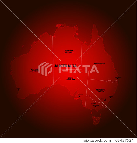 Map of Australia with flag. Australian infographic. Australian map with lights. 65437524