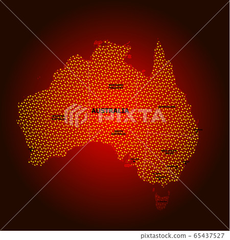 Map of Australia with flag. Australian infographic. Australian map with lights. Map of Australia with flag. Australian infographic. Australian map with lights. 65437527