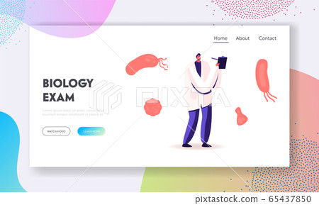 Pandemic Illness Website Landing Page. Epidemiologist Scientist Writing at Clip Board on Pink Background with Viruses Pandemic Illness Website Landing Page. Epidemiologist Scientist Writing at Clip Board on Pink Background with Viruses 65437850