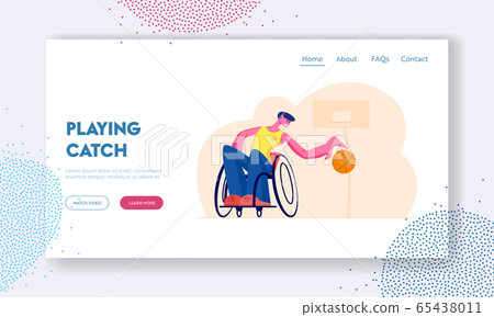 Active Paralyzed Man Training with Ball Website Landing Page. Athlete Playing Basketball, Disabled Male Character Rehabilitation, Recovery Exercise Web Page Banner. Cartoon Flat Vector Illustration Active Paralyzed Man Training with Ball Website Landing Page. Athlete Playing Basketball, Disabled Male Character Rehabilitation, Recovery Exercise Web Page Banner. Cartoon Flat Vector Illustration 65438011