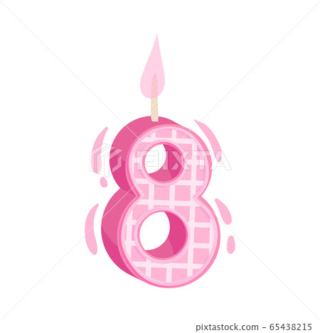Birthday Number Candle as Festive Cake Decoration Element Vector Illustration 65438215