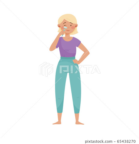 Young Female Having Derma Roller Therapy Massaging Her Face with Electric Device Vector Illustration Young Female Having Derma Roller Therapy Massaging Her Face with Electric Device Vector Illustration 65438270