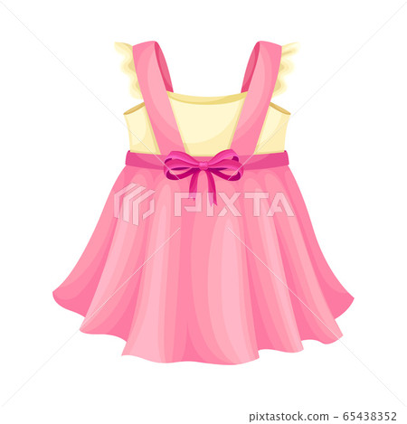 Seasonal Sleeveless Dress with Pleats and Bow for Girls Vector Illustration Seasonal Sleeveless Dress with Pleats and Bow for Girls Vector Illustration 65438352