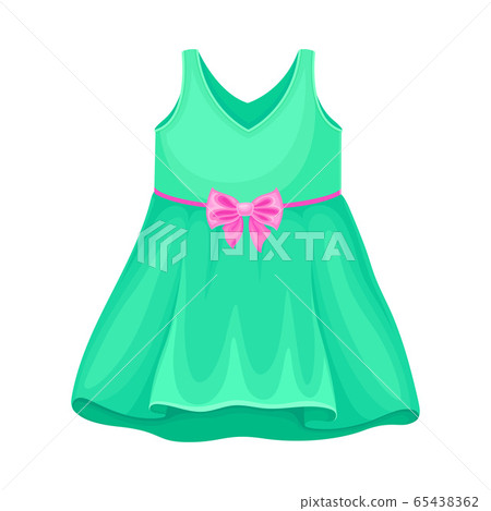 Seasonal Sleeveless Dress with Pleats and Bow for Girls Vector Illustration Seasonal Sleeveless Dress with Pleats and Bow for Girls Vector Illustration 65438362