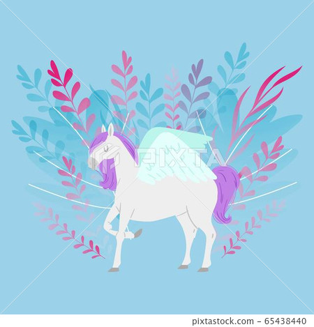 Pegas or unicorn fantasy magic horse cartoon vector illustration for children design. Cute fantasy animal pegas with wings. Pegas or unicorn fantasy magic horse cartoon vector illustration for children design. Cute fantasy animal pegas with wings. 65438440