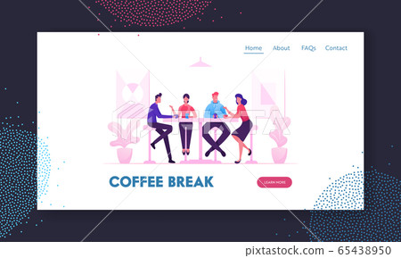 Friends Meeting in Cafe or Bar Website Landing Page. Company of Young People Having Coffee or Meal in Modern Restaurant Friends Meeting in Cafe or Bar Website Landing Page. Company of Young People Having Coffee or Meal in Modern Restaurant 65438950