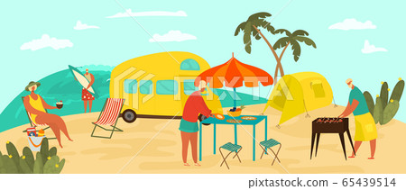Senior people, eldery couples travel on sea vacation, sport activity life style for older grandmother and grandfather flat vector illustration. Senior people, eldery couples travel on sea vacation, sport activity life style for older grandmother and grandfather flat vector illustration. 65439514