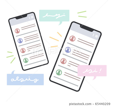 Illustration of two smartphones (chat tool screen) Illustration of two smartphones (chat tool screen) 65440209