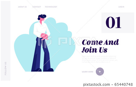 Open Presentation Event Website Landing Page. Businessman or Politician Male Character Assist Grand Opening of Store Open Presentation Event Website Landing Page. Businessman or Politician Male Character Assist Grand Opening of Store 65440748