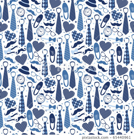 Seamless pattern of Fathers day. Flat set icons...-插圖素材 [65440961 ...