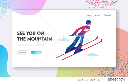 Skier Making Jump Website Landing Page. Athlete Man in Warm Clothes, Helmet and Glasses Jump Skiing. Winter Season Sport Activity, Recreation Lifestyle Web Page Banner Cartoon Flat Vector Illustration Skier Making Jump Website Landing Page. Athlete Man in Warm Clothes, Helmet and Glasses Jump Skiing. Winter Season Sport Activity, Recreation Lifestyle Web Page Banner Cartoon Flat Vector Illustration 65440974