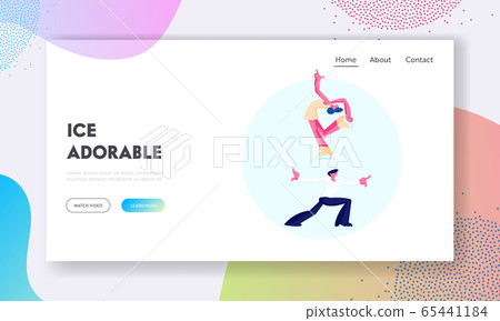 Figure Skating Training, Olympic Games Competition Website Landing Page. Pair of Young Skaters Making Difficult Pirouettes on Ice Rink. Couple Dancing Web Page Banner. Cartoon Flat Vector Illustration Figure Skating Training, Olympic Games Competition Website Landing Page. Pair of Young Skaters Making Difficult Pirouettes on Ice Rink. Couple Dancing Web Page Banner. Cartoon Flat Vector Illustration 65441184