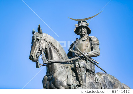 Date Masamune equestrian statue Aoba castle ruins Sendai city panoramic view Date Masamune equestrian statue Aoba castle ruins Sendai city panoramic view 65441412