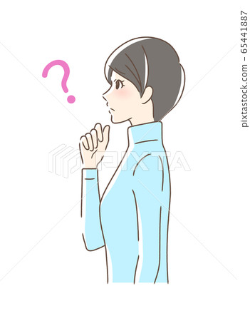 Side profile of a woman who feels anxiety, doubts, and worries 65441887