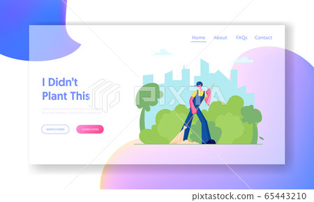 Cleaning Service Activity Website Landing Page. Woman Janitor Street Cleaner Holding Broom Sweeping Lawn from Fallen Leaves in City Park Landscape Web Page Banner. Cartoon Flat Vector Illustration Cleaning Service Activity Website Landing Page. Woman Janitor Street Cleaner Holding Broom Sweeping Lawn from Fallen Leaves in City Park Landscape Web Page Banner. Cartoon Flat Vector Illustration 65443210
