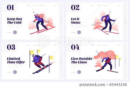 Biathlon World Cup Tournament Website Landing Page. Sportsmen Competing Riding Skis and Shooting at Competition. Winter Sport Discipline Championship Web Page Banner. Cartoon Flat Vector Illustration 65443240
