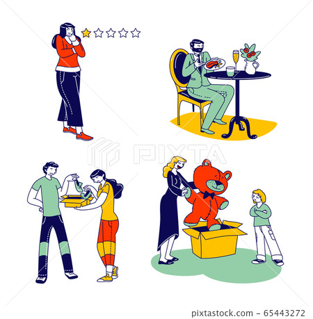 Unsatisfied Customers Concept. Woman Review of Service Quality with Sad Face and One Rank Star 65443272