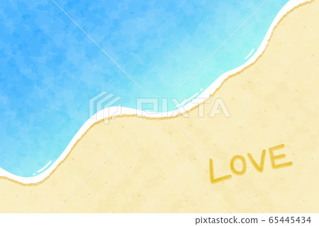 海灘矩形愛水彩風格的背景 65445434