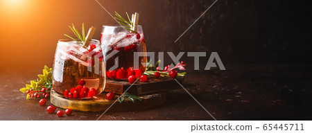 Red cockatil with ice, cranberry and rosemary on Red cockatil with ice, cranberry and rosemary on 65445711