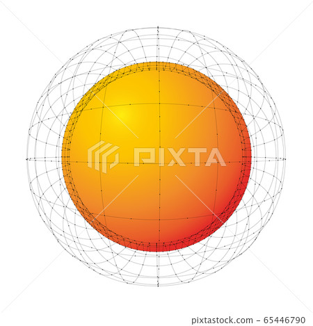 Abstract orange futuristic sphere, dot grid, Abstract orange futuristic sphere, dot grid, 65446790