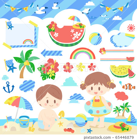 Cute Children's Sea Day Comprehensive Set / Background / Parts / Frame 65446879