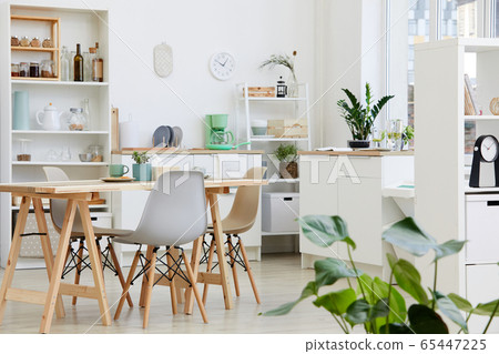 Modern kitchen with table at home Modern kitchen with table at home 65447225