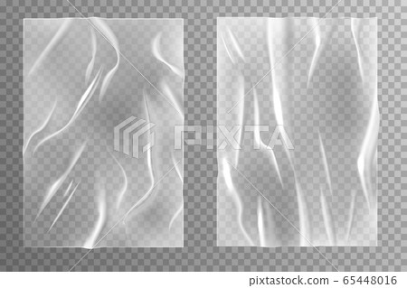 Glued paper. Wrinkled and creased sheets texture, blank crumpled poster, wet creasy transparent plastic realistic vector template Glued paper. Wrinkled and creased sheets texture, blank crumpled poster, wet creasy transparent plastic realistic vector template 65448016