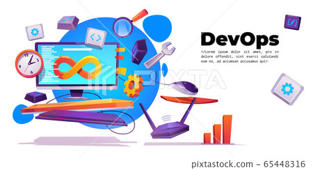 Development operations banner, DevOps concept Development operations banner, DevOps concept 65448316