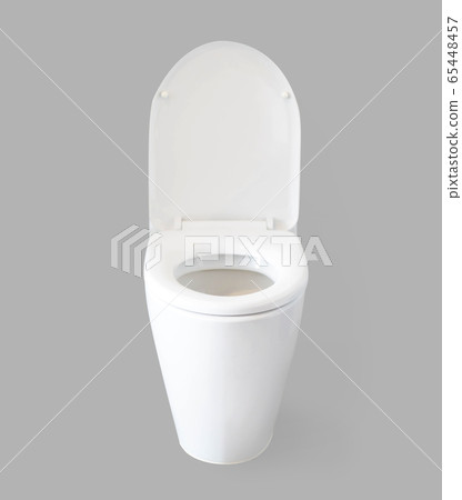 Closeup toilet bowl isolated on grey background Closeup toilet bowl isolated on grey background 65448457
